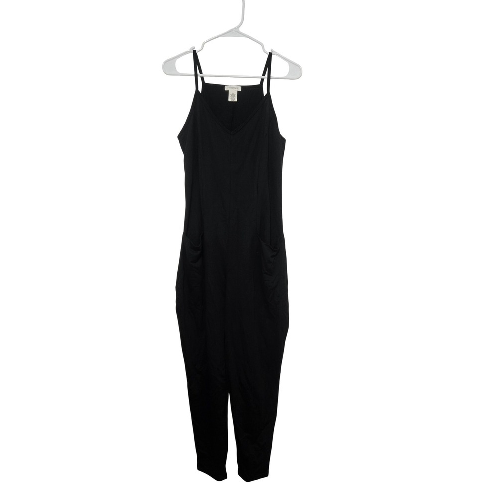 No Comment Black Jumpsuit Women's Medium Sleeveless Casual V Neck Pockets